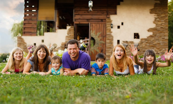 happy big family in the garden