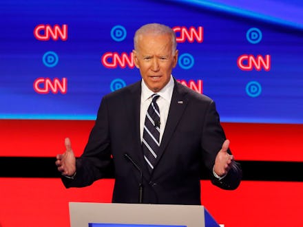 Former Vice President Joe Biden speaks during the second of two Democratic presidential primary deba...