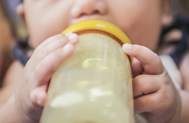 Close up of baby bottle sucker, Selective focus,  Coloring image.