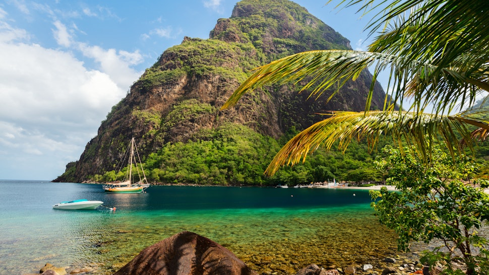 Beautiful view of Petit Piton mountain on St Lucia island in Caribbean