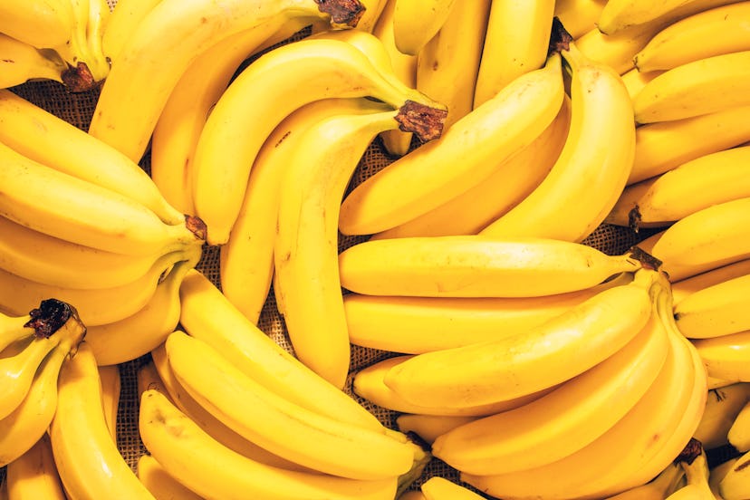 Bananas in a pile. Bananas can help acid reflux