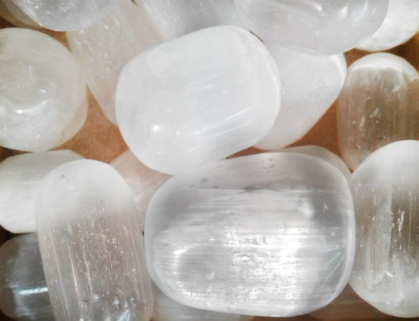 Beautiful silky white selenite stones