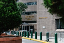 External view of the Manhattan Correctional Center where the US financier Jeffrey Epstein was found ...