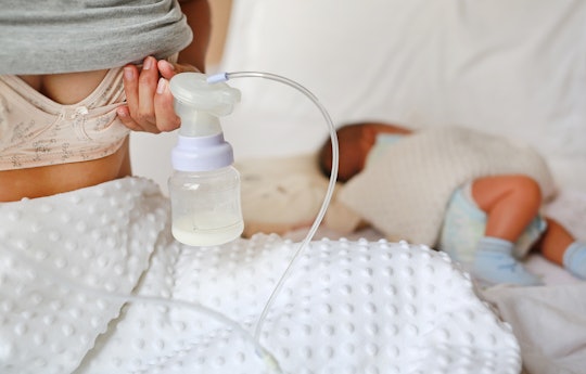 Mother pumped breast milk from the breast