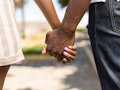 Holding hands creates intimacy on a first date. 
