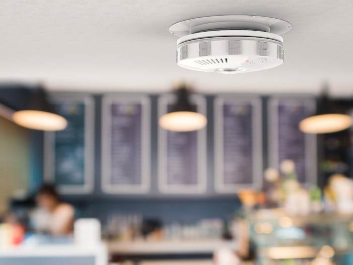 3d rendering smoke detector on ceiling
