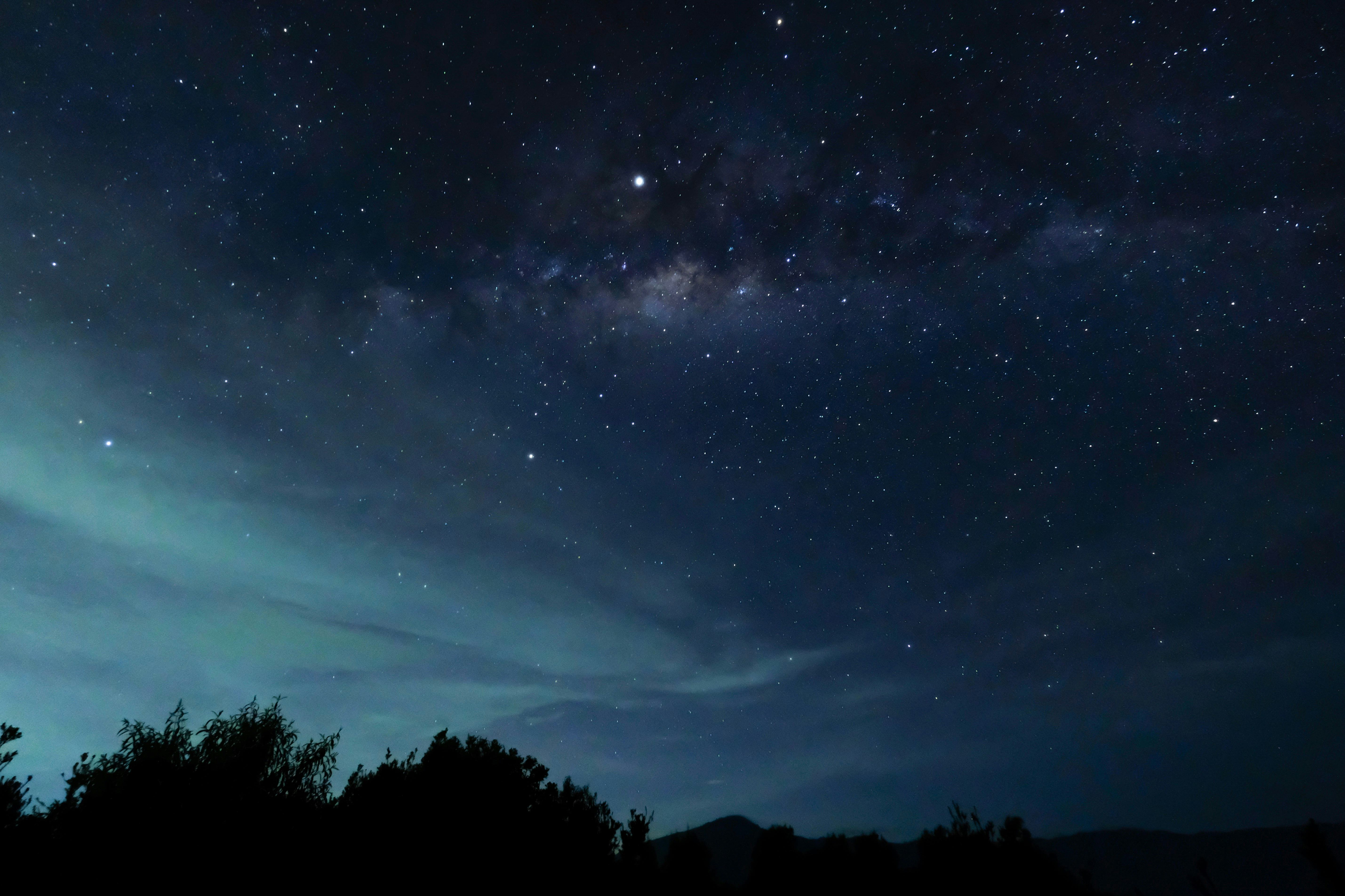 Milky way in misty sky over bromo, indonesia