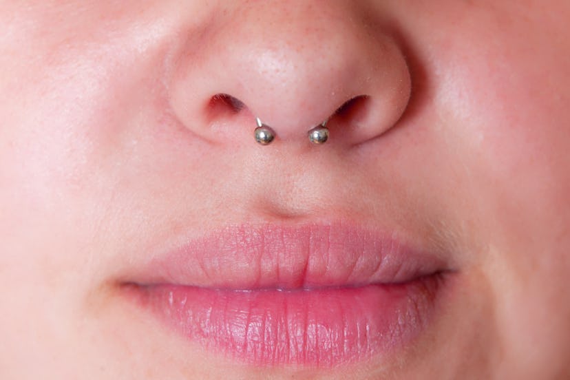 Septum piercing with blue hair - wide 1