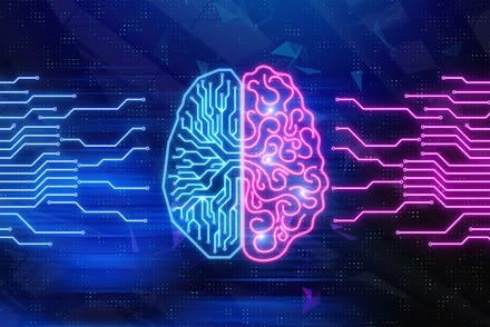 Creative digital brain background. Artifical intelligence and technology concept. 3D Rendering