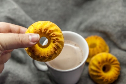 Pumpkin Donuts with cup of cocoa