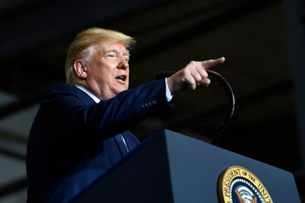 President Donald Trump speaks during a visit to the Pennsylvania Shell ethylene cracker plant on in ...