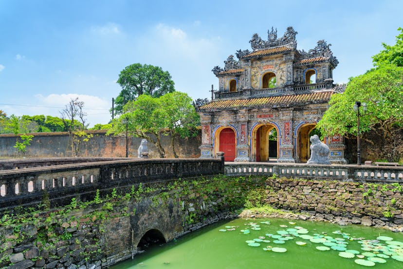 Wonderful view of the East Gate (Hien Nhon Gate) to the Citadel and a moat surrounding the Imperial ...