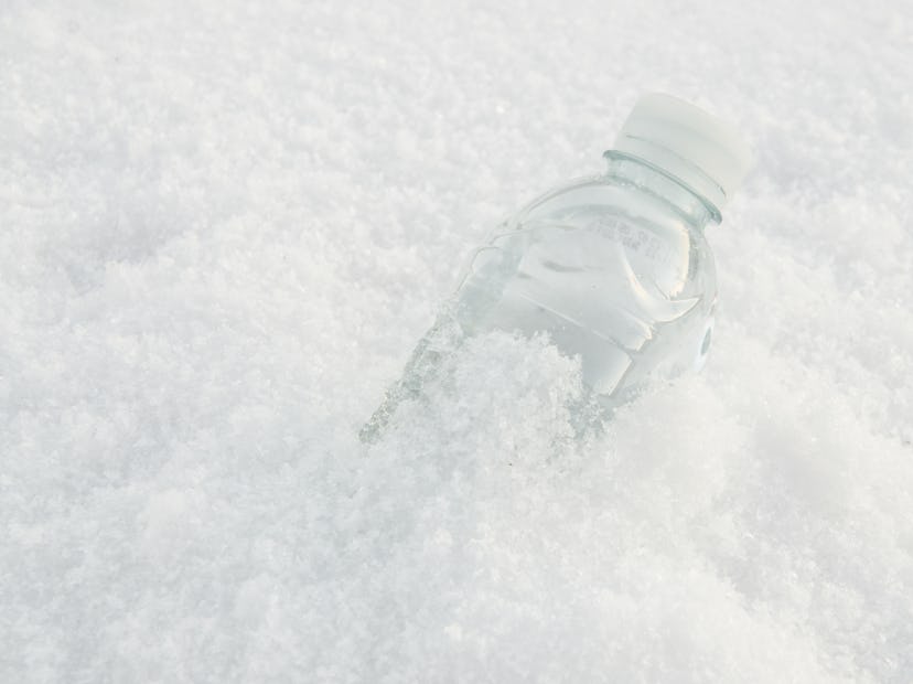 Leaving a bottle of soda in the snow for a few hours can be a fun way to make an at-home Slurpee.