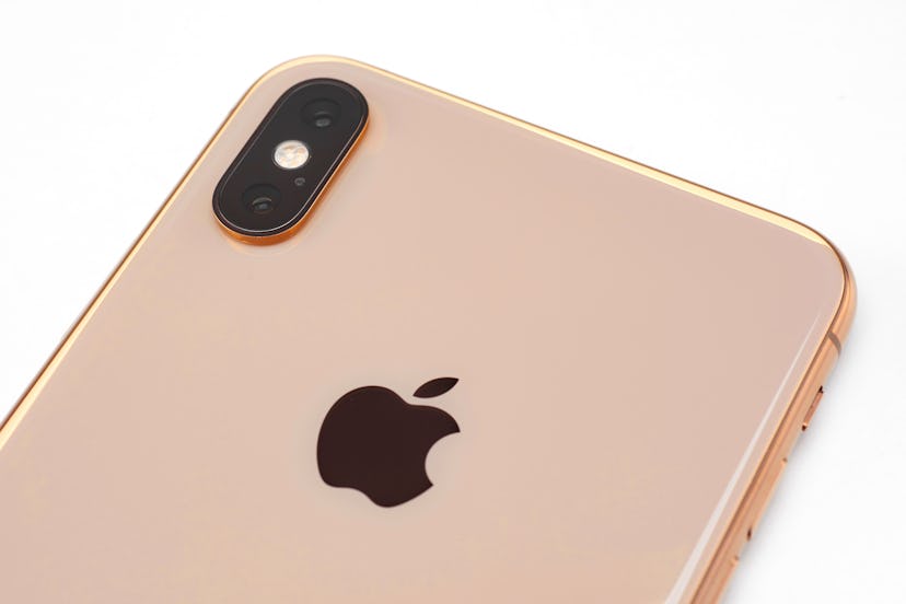 Detail Of An Apple iPhone Xs Max Smartphone With A Gold Finish