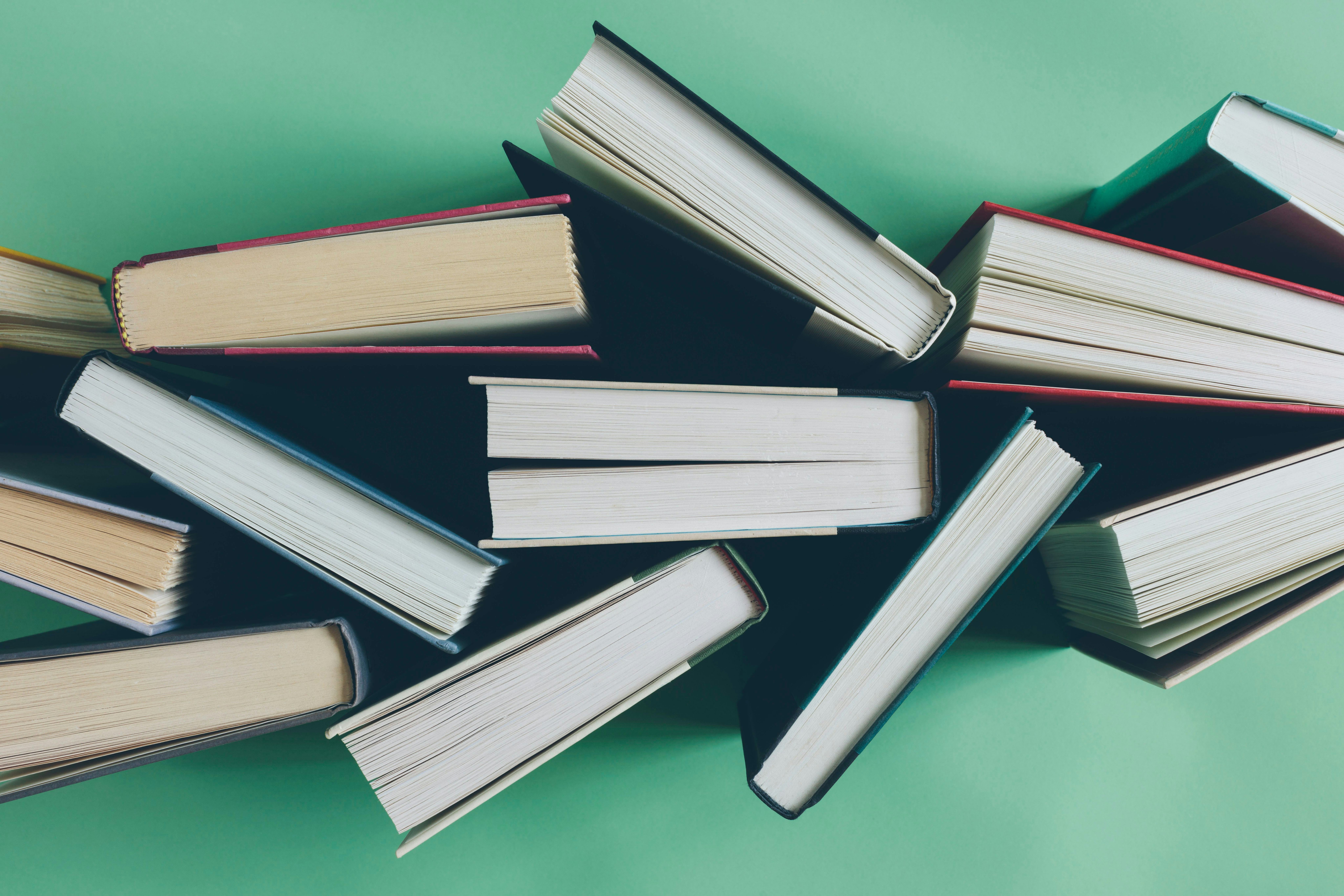 Arrangement of hardback books