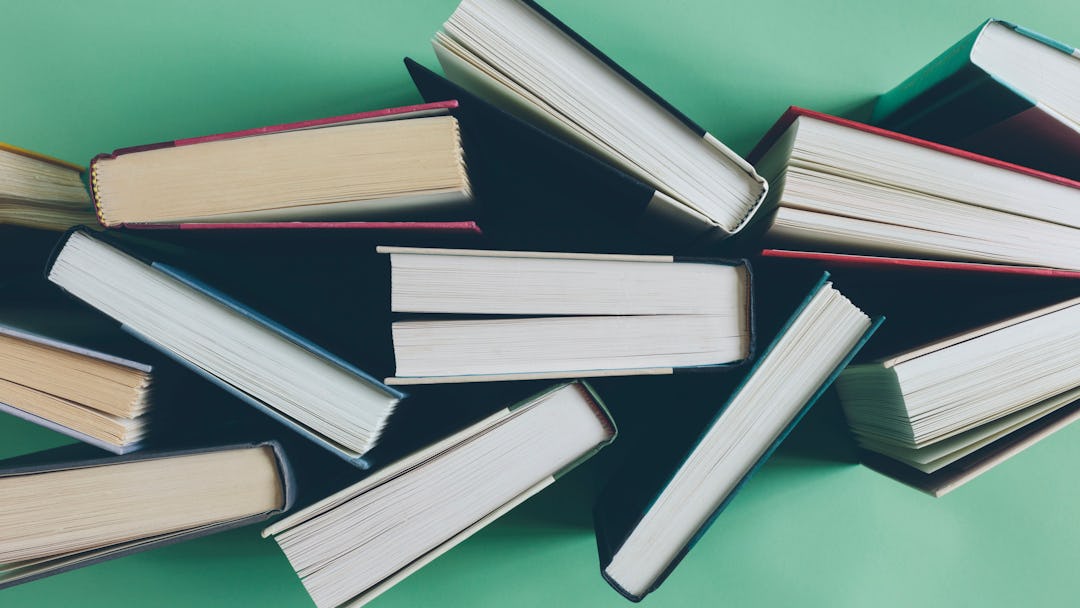 Arrangement of hardback books