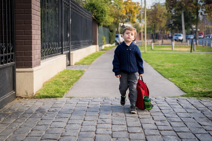 Little boy at his first day of school