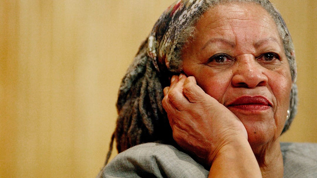 TONI MORRISON. Author Toni Morrison listens to Mexicos Carlos Monsivais during the Julio Cortazar pr...