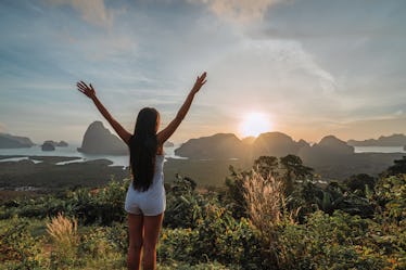 Epic view from the viewpoint of Samet Nang She to a number of islands in the bay. Popular tourist de...