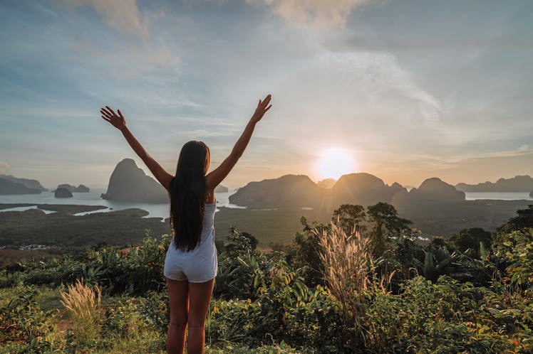 Epic view from the viewpoint of Samet Nang She to a number of islands in the bay. Popular tourist de...