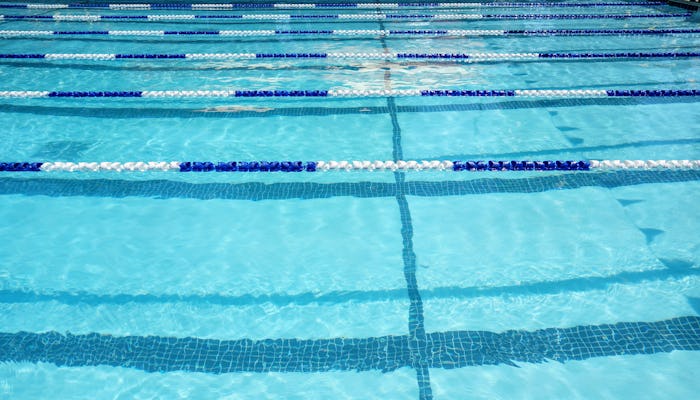 empty swim lanes ready for a swim meet