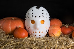 Halloween decoration with pumpkins and mask Janson