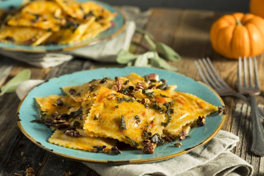 Homemade Pumpkin Ravioli with Butter Sauce and Savory