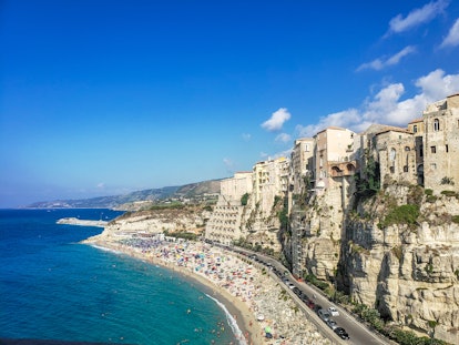 View of Tropea beach in italy.