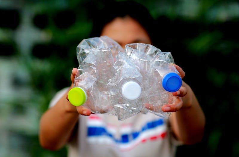 Women are recycling plastic garbage.