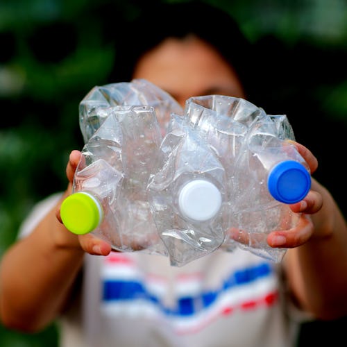 Women are recycling plastic garbage.