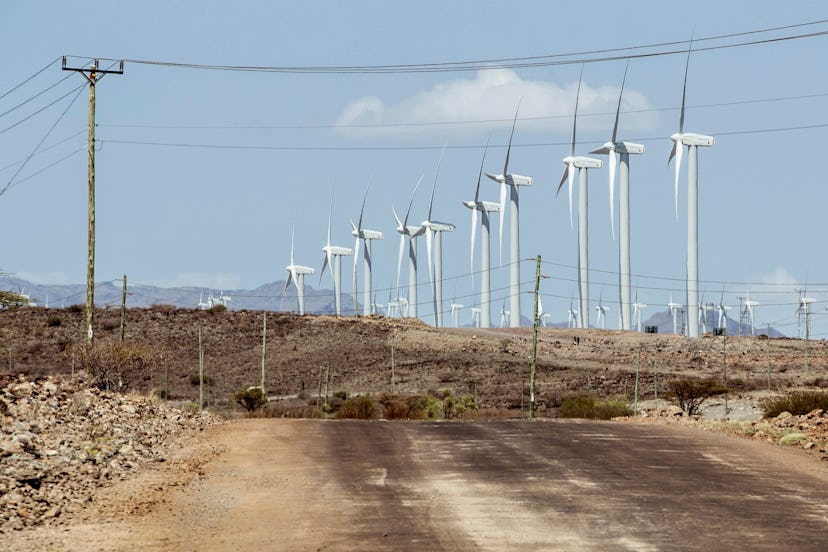 A general view shows Africa's largest wind power plant project on its opening day in Marsabit County...