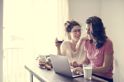 Lesbian Couple Together Indoors Concept