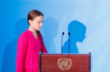 Greta Thunberg, the 16-years-old climate activist from Sweden, arrives to address world leaders at t...