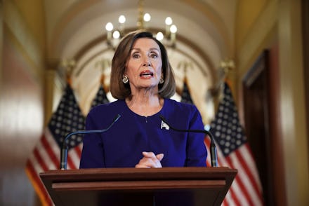 House Speaker Nancy Pelosi of Calif., reads a statement announcing a formal impeachment inquiry into...