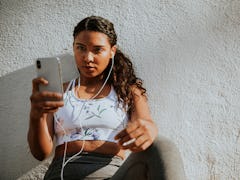 Woman having a video call