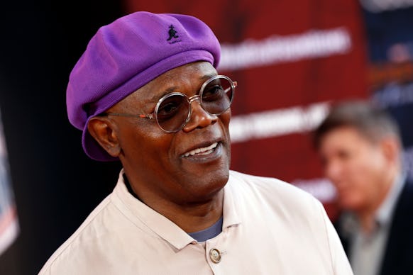 Samuel L. Jackson poses for photos on the red carpet prior to the premiere of 'Spider-Man: Far From ...
