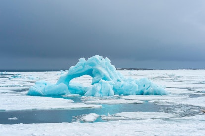 Blue Iceberg, Bjornsundet, Hinlopen Strait, Spitsbergen Island, Svalbard Archipelago, Norway