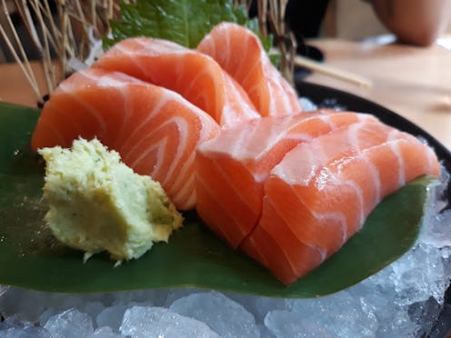 salmon sushi and wasabi