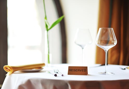 Reserved sign on a restaurant table