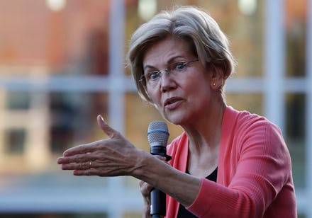 Democratic presidential candidate Sen. Elizabeth Warren, D-Mass., speaks at a campaign event, in Kee...