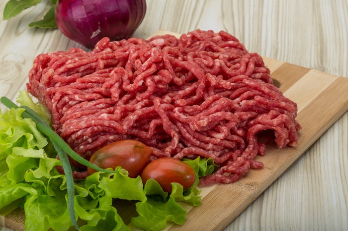 Raw minced beef with onion - ready for cooking