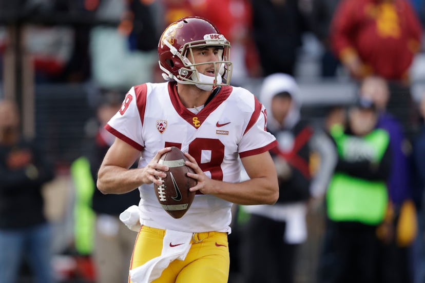 Southern Cal quarterback Matt Fink in action against Washington in an NCAA college football game, in...