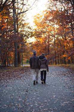 Romantic couple on fall background