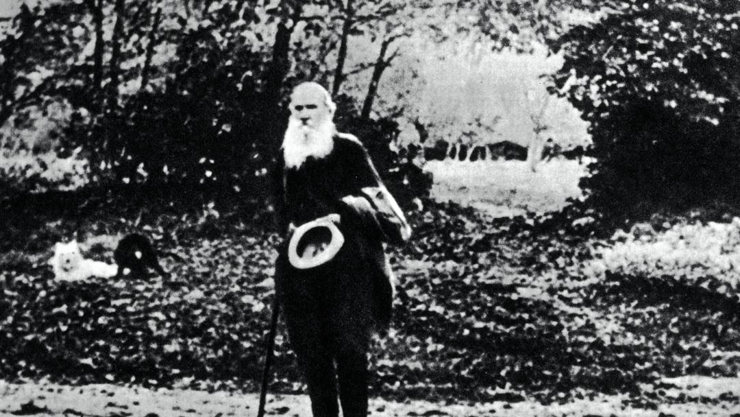 Full length portrait of Leo TOLSTOY (1828-1910), photograph taken, circa 1905