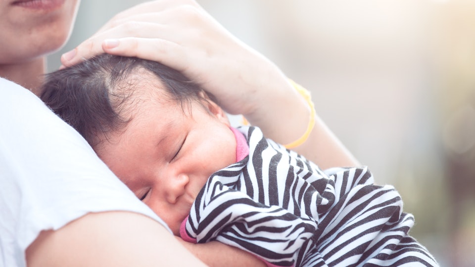 Can a newborn sleep on my chest Clearance