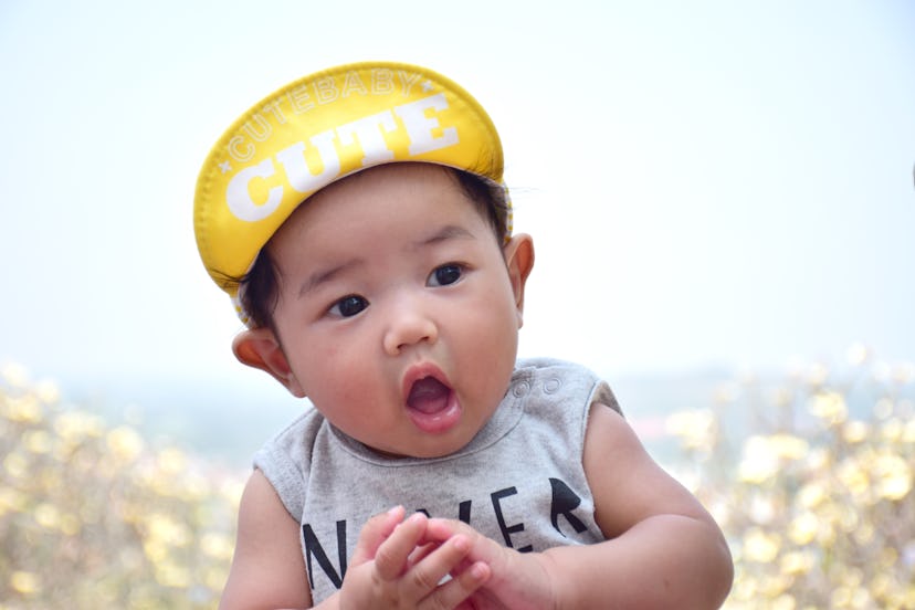 Asian cute baby are happiness with natural