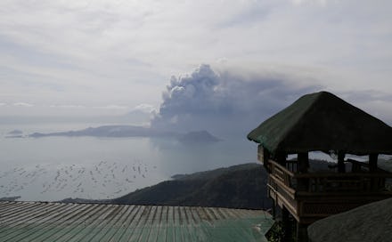 Taal volcano continues to erupt in Lemery, Batangas, southern Philippines on . Red-hot lava gushed o...