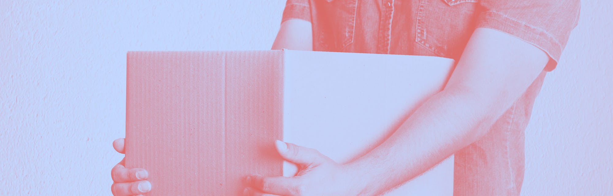 man just receive a delivery from internet