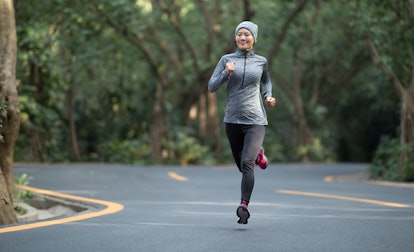 Woman running at winter park road