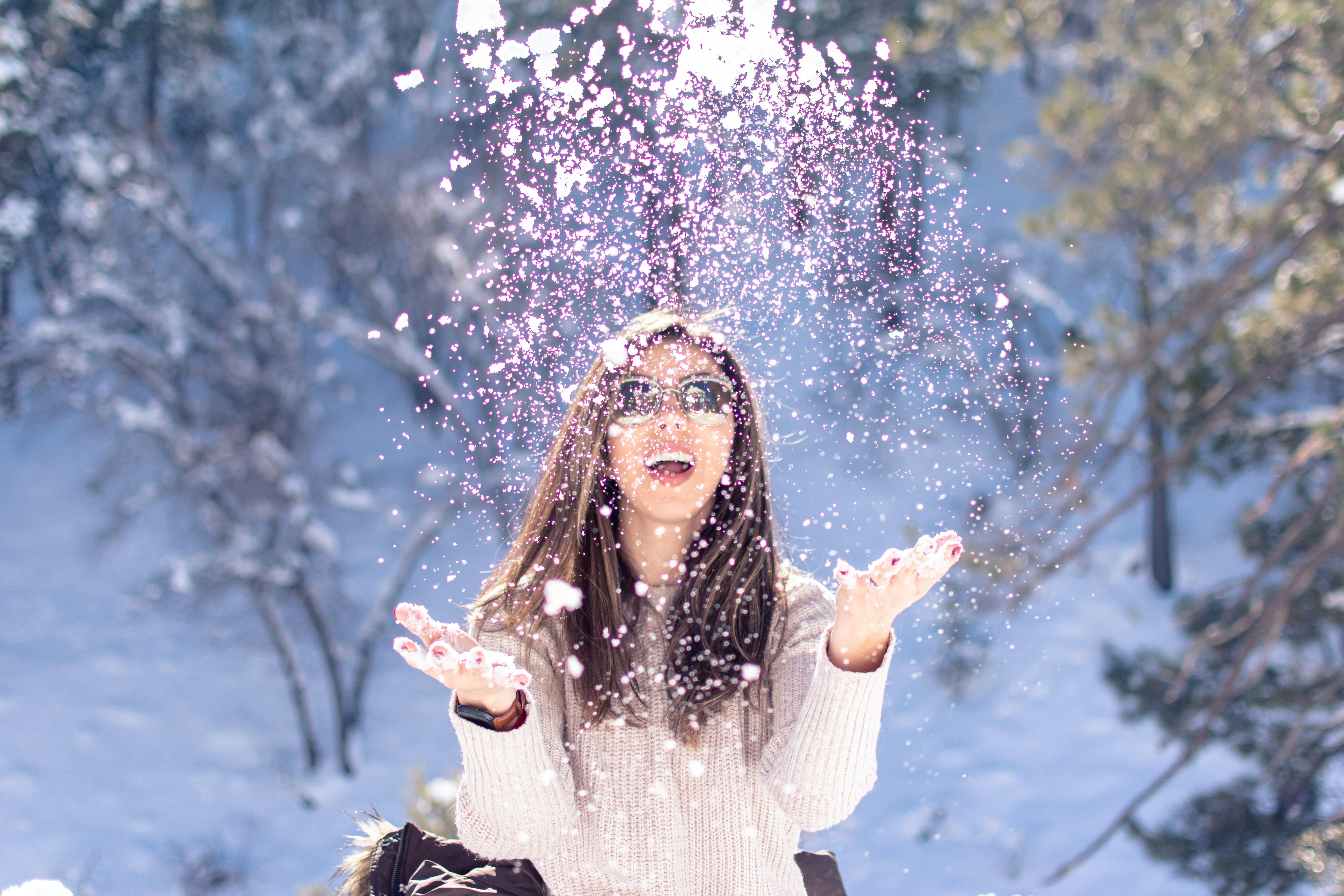 girl having fun in the snow